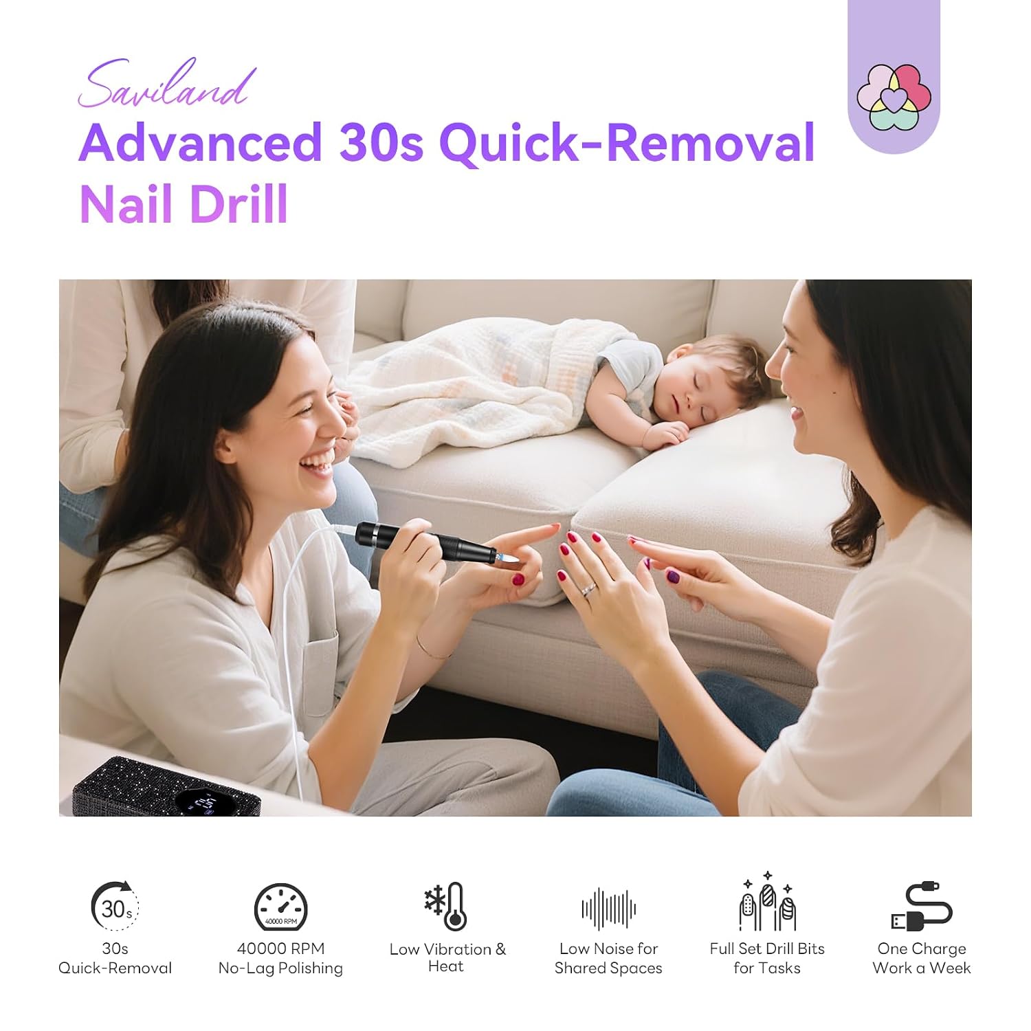 Detalle de SAVILAND Professional Nail Drill 40000 RPM