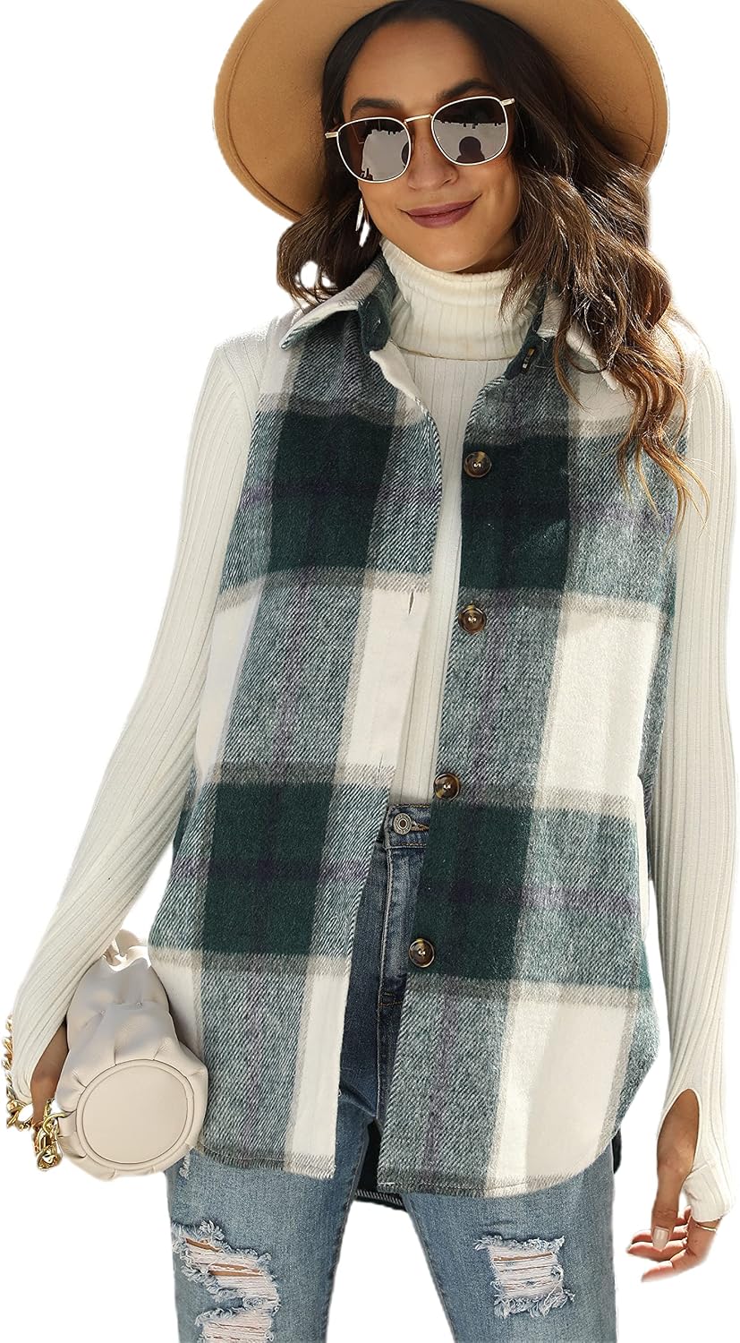 Detalle de Tanming Women's Plaid Vest in Brushed Flannel