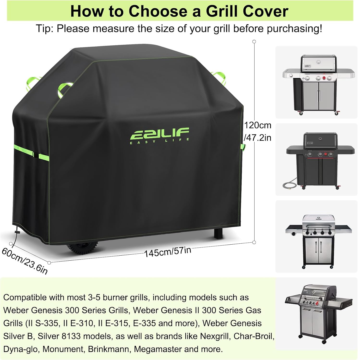 Detalle 2 de Ezilif Barbecue covers 145 x 60 x120cm Waterproof