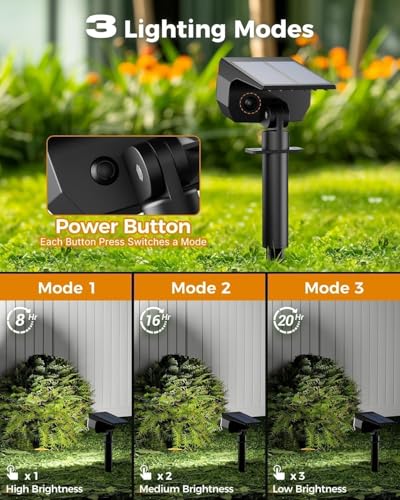 Detalle de btfarm Lot de 8 Spots Solaires Extérieurs 72 LED – IP65, lumière blanche 6500K, 120°