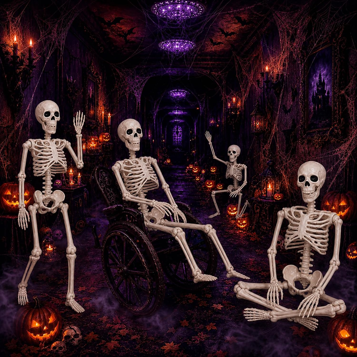 Thumbnail 6 de Abakuku GJ 2-Pack 36-Inch Halloween Skeleton Decorations with Movable Joints