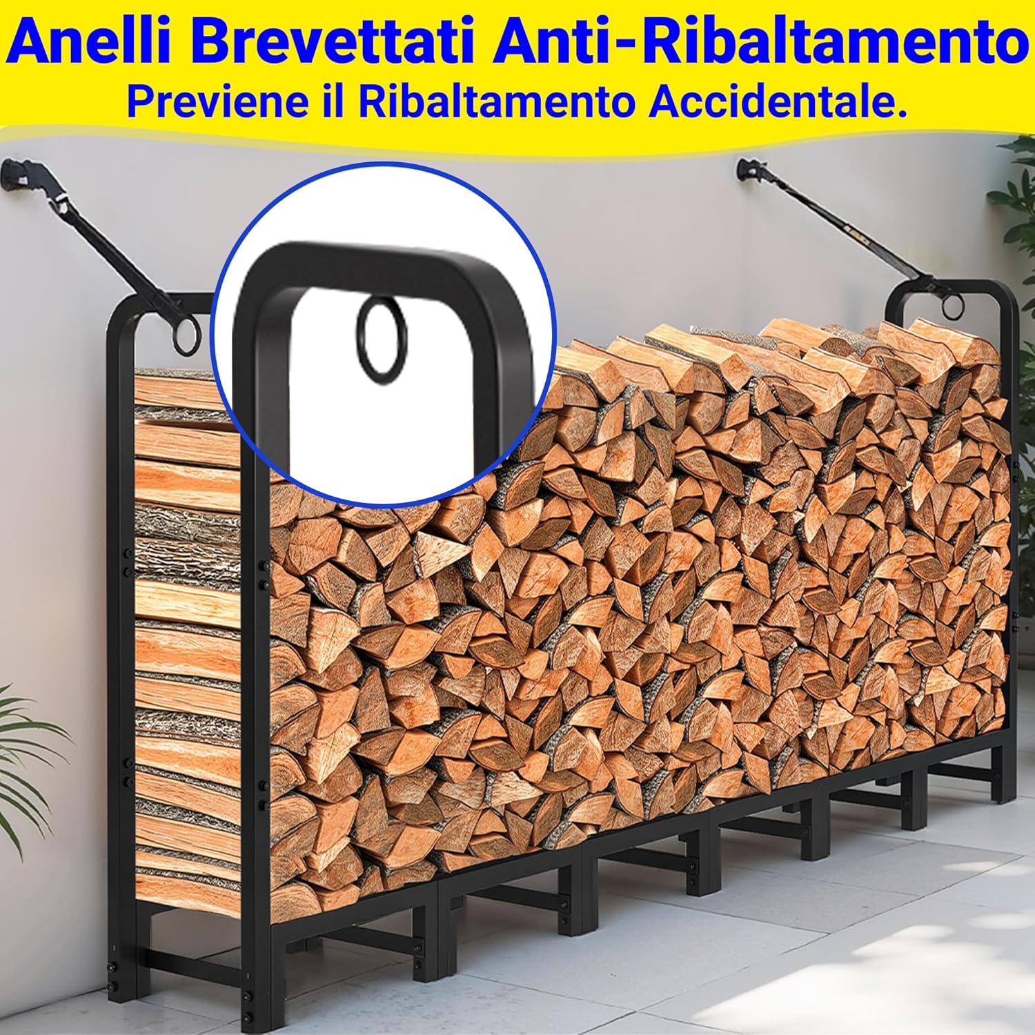 Detalle 2 de Amagabeli 244x122x35,6 cm portalegna in metallo per esterno