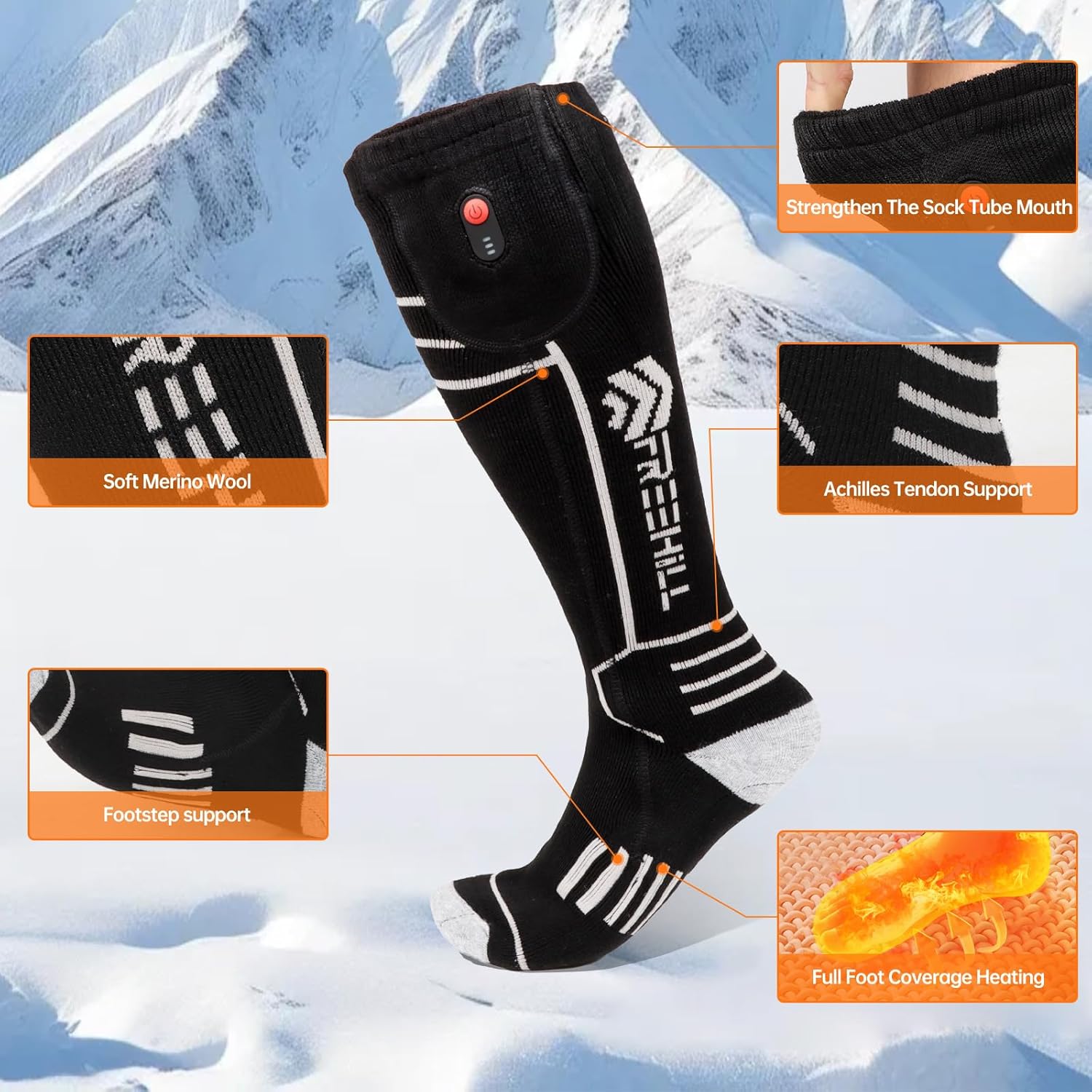 Thumbnail 1 de FREEHILL Merinowolle beheizte Socken 11 Stunden