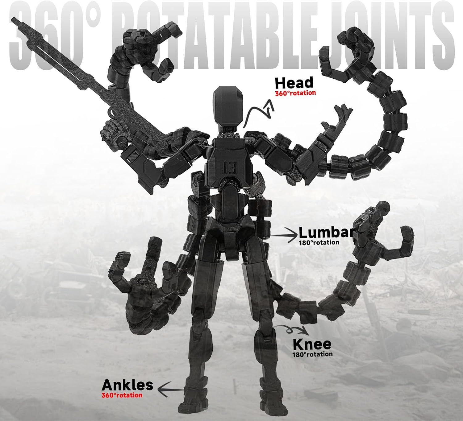 Detalle 1 de PkghoKids 3D-Printed Robot Action Figure, 7.2-Inch