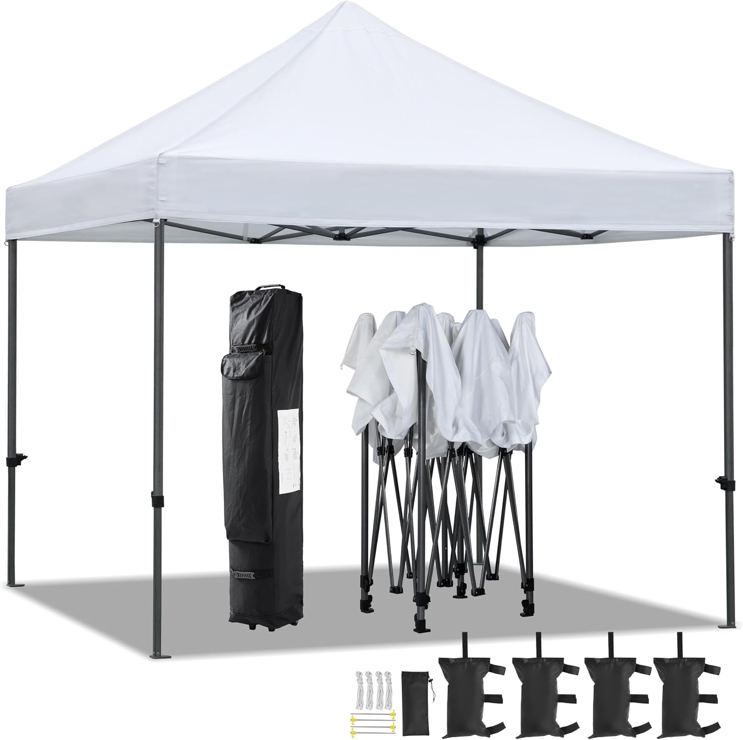 Detalle de Yaheetech YThfd40001001 10 x 10 ft Pop-Up Canopy, White, UPF 50+