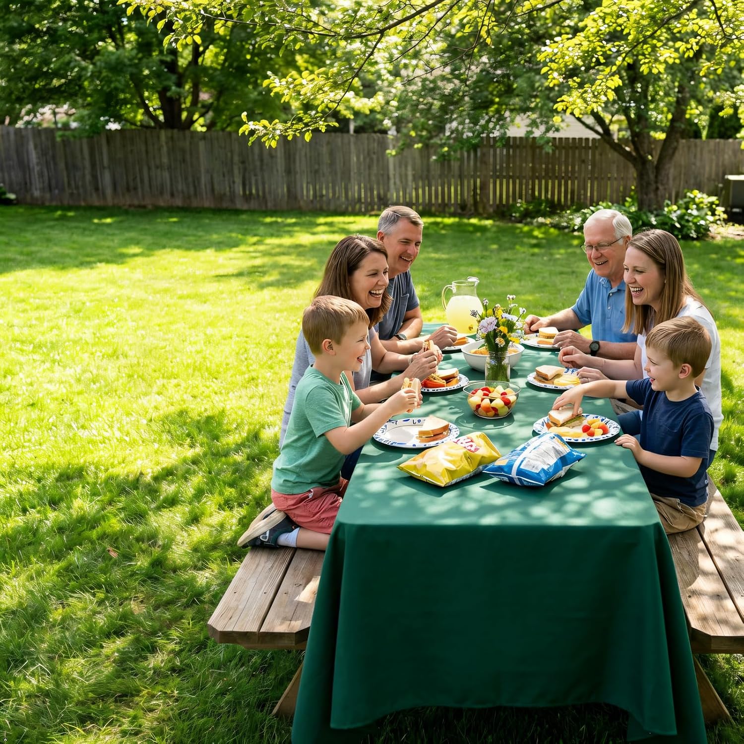 Detalle 2 de pepmily 8-Pack Dark Green Tablecloths (60x102 Inch) for 6-Foot Rectangle Tables