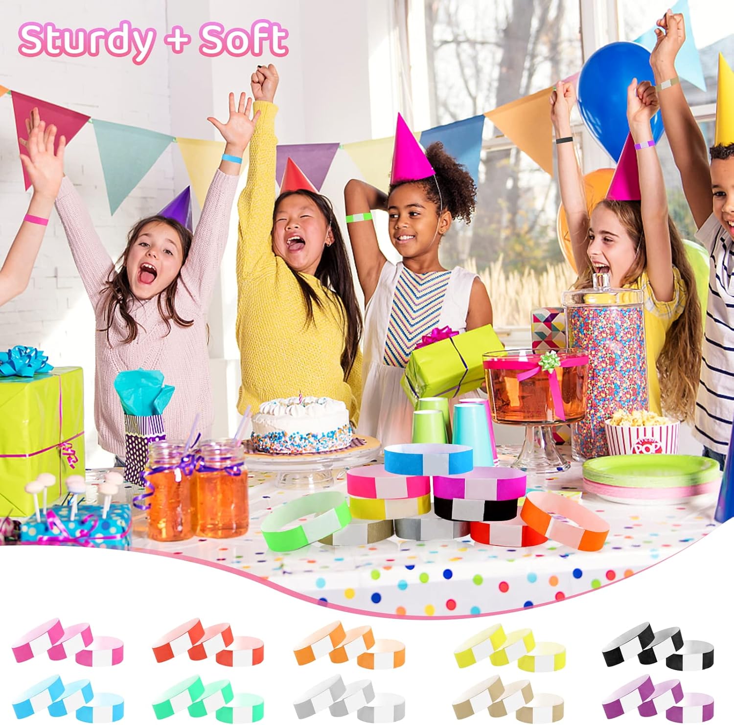 Thumbnail 3 de Annhao confezione da 200 braccialetti carta eventi impermeabili, fluo party (19×250 mm)