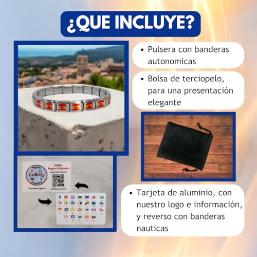 Thumbnail 4 de Feyma Pulsera con bandera de España (escudo) de eslabones en acero inoxidable – Regalo simbólico elegante