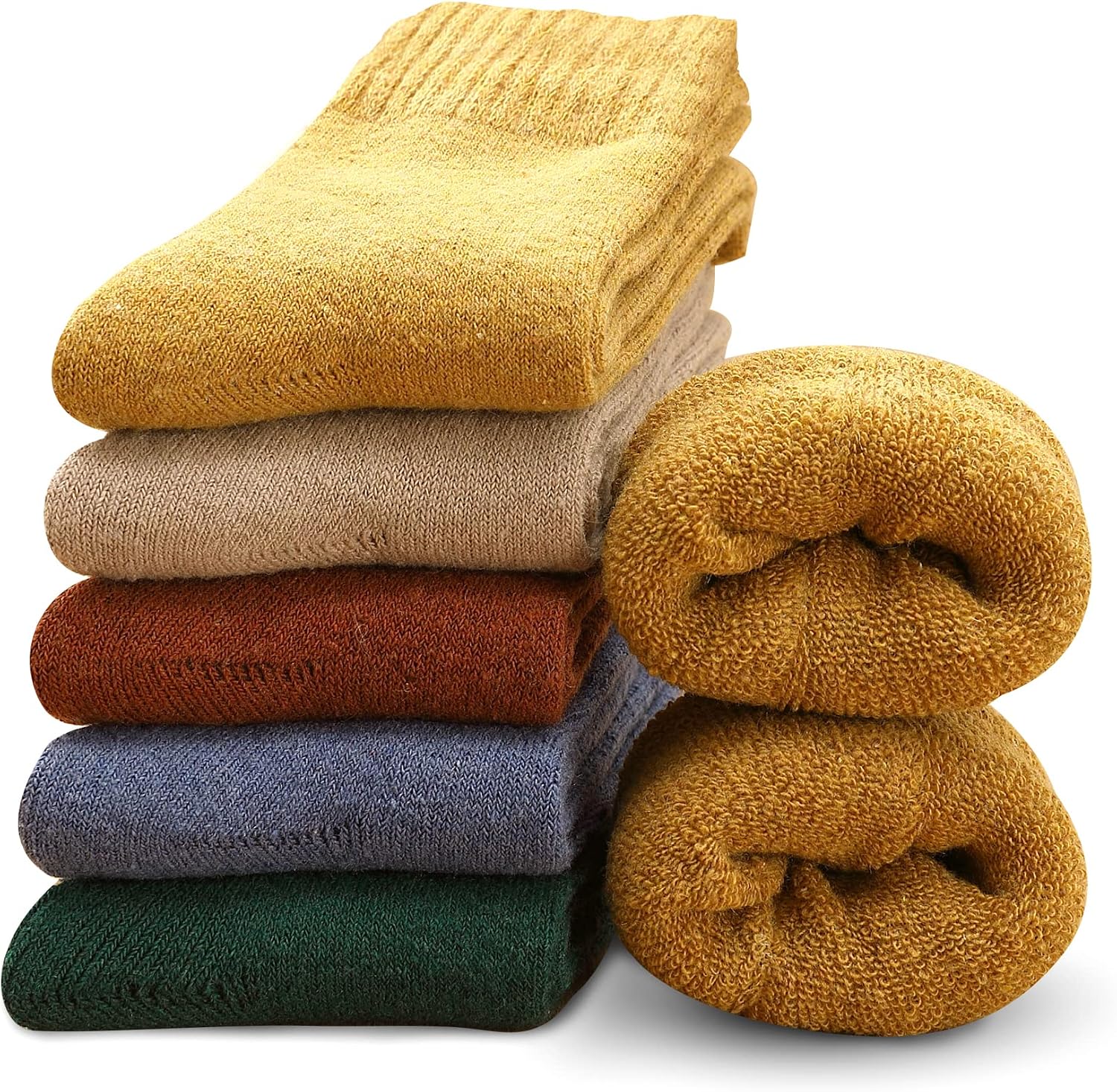Detalle de VoJoPi Wool Socks for Women, 5 Pairs, Fuzzy Terry Lining, Size 5–10