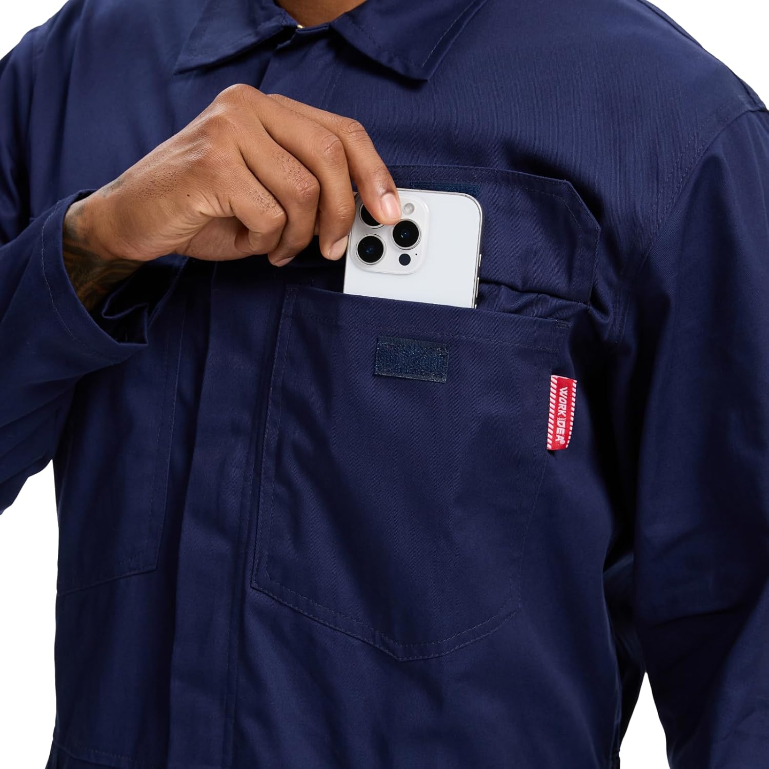 Detalle de WORK IDEA Herren Overall & Arbeitsoverall aus Baumwolle – Blaumann für Werkstatt, Bau und Handwerk