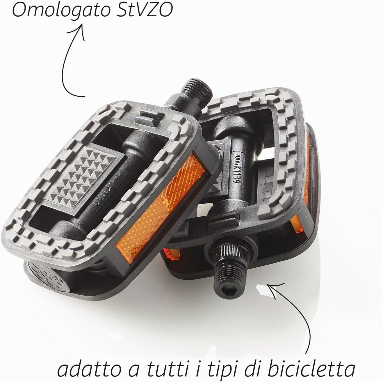 Detalle 2 de Pedali Fischer antiscivolo con catarifrangenti per tutte le biciclette – nero