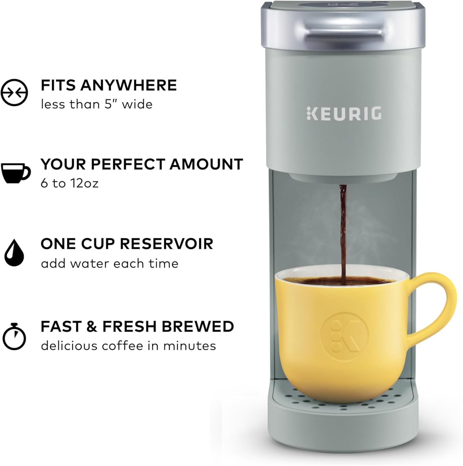 Detalle de Keurig K-Mini single-serve K-Cup coffee maker (6–12 oz) with cord storage