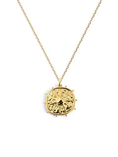 Detalle de SINGULARU Collier Solstice Sun: collar en latón bañando en oro 18K con sol grabado