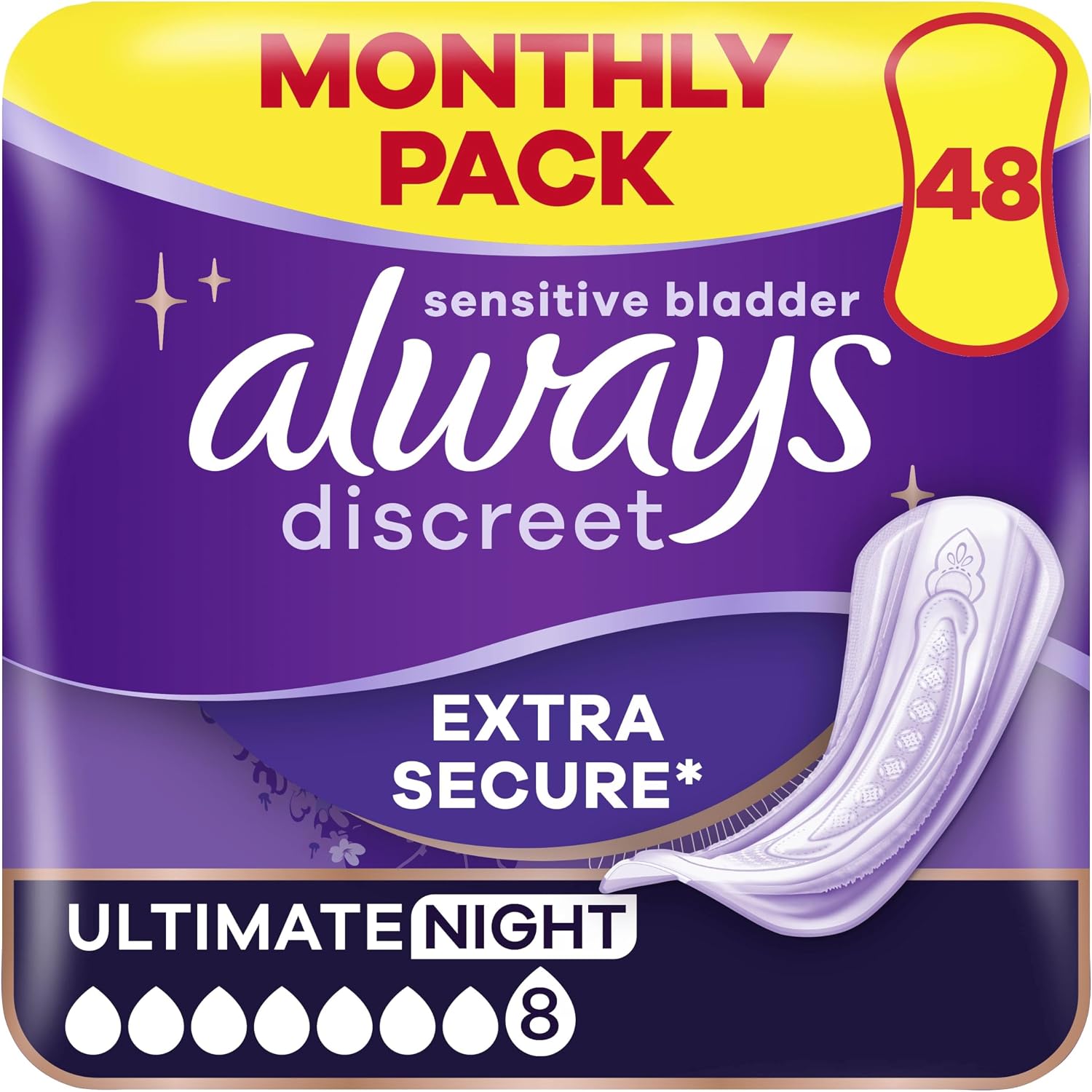 Detalle de Always Discreet Ultimate Night 48 pads