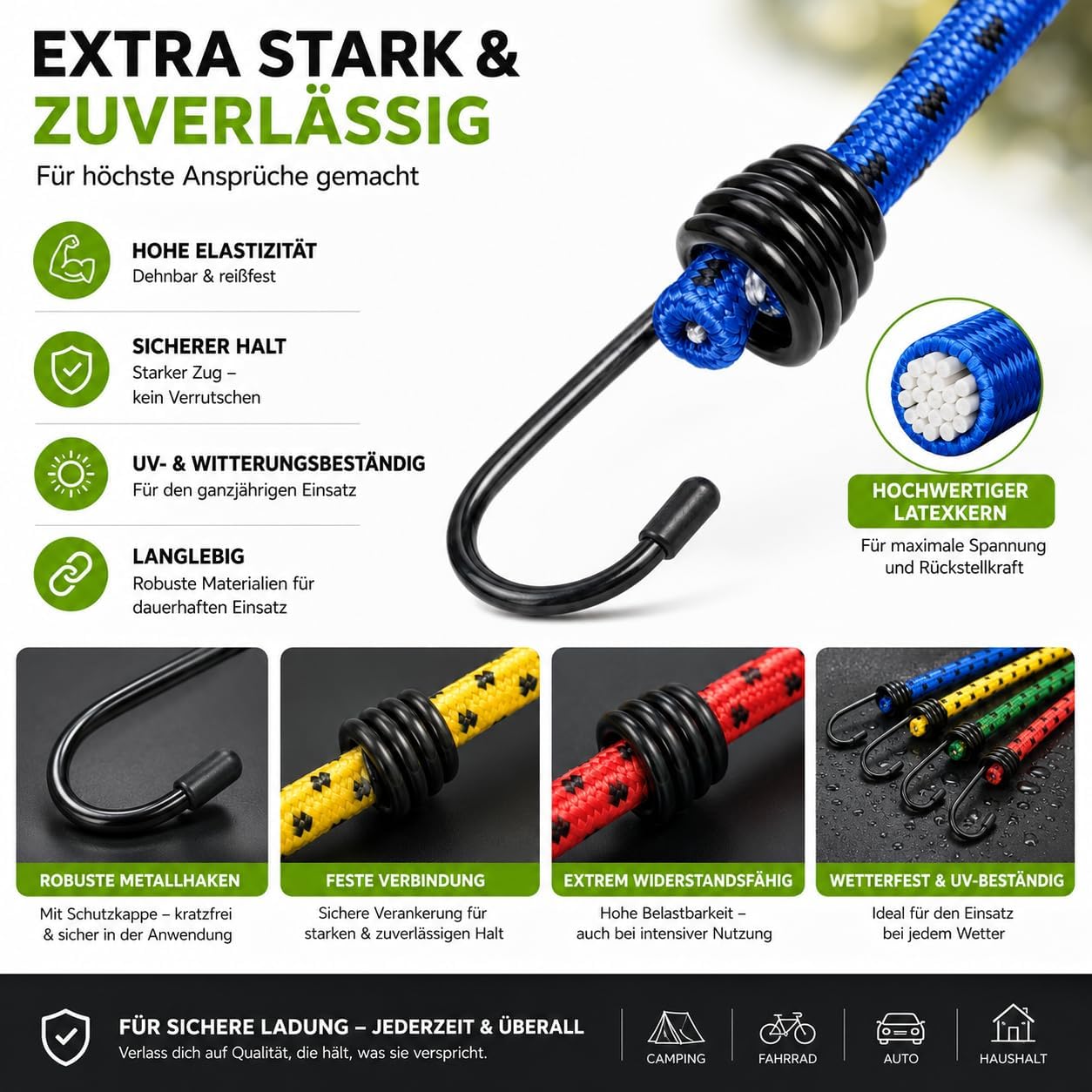 Detalle 2 de Baumarktic bm-002 expanderrep med krokar, 10-pack i olika längder