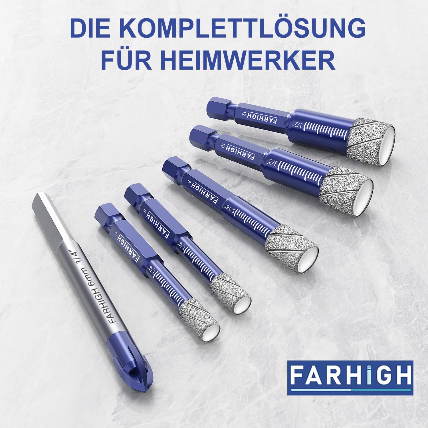 Thumbnail 6 de Diamantbohrer Set 9-teilig – Fliesen-, Glas- und Steinbohrer mit 6–12 mm (Sechskantschaft) im Set