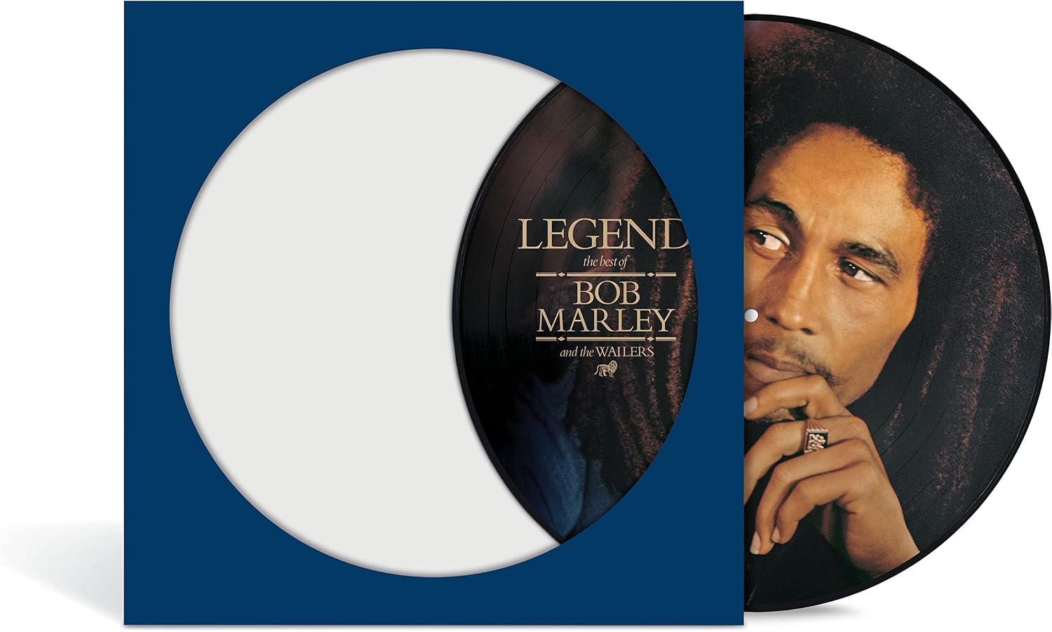 Detalle de ボブ・マーリー『Legend』アナログLP ピクチャー・ディスク、両面に写真を使用