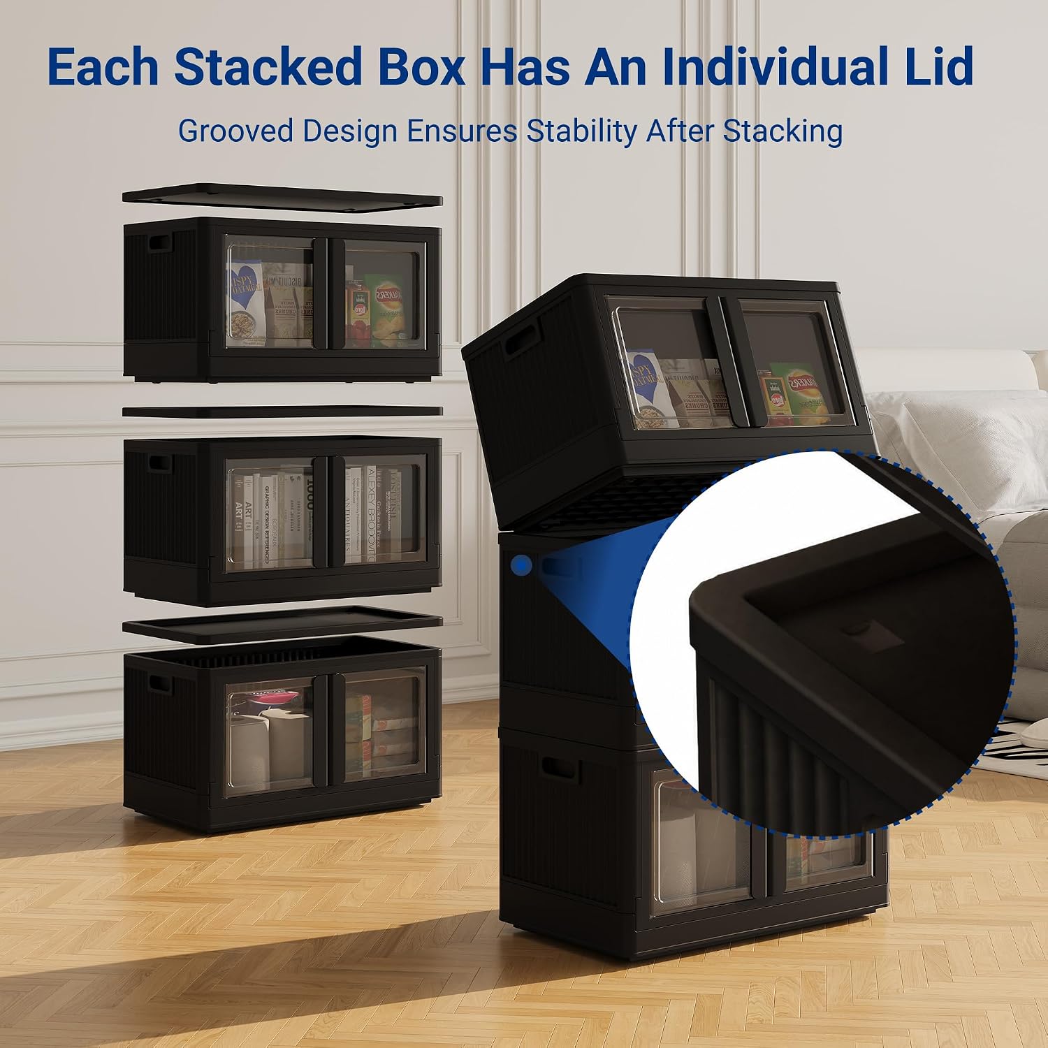 Detalle de FLEXIMOUNTS Stackable Storage Bins 228 QT