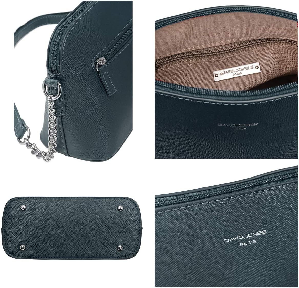 Thumbnail 4 de David Jones petit sac bandoulière femme à chaîne argentée (besace messenger rigide en PU)