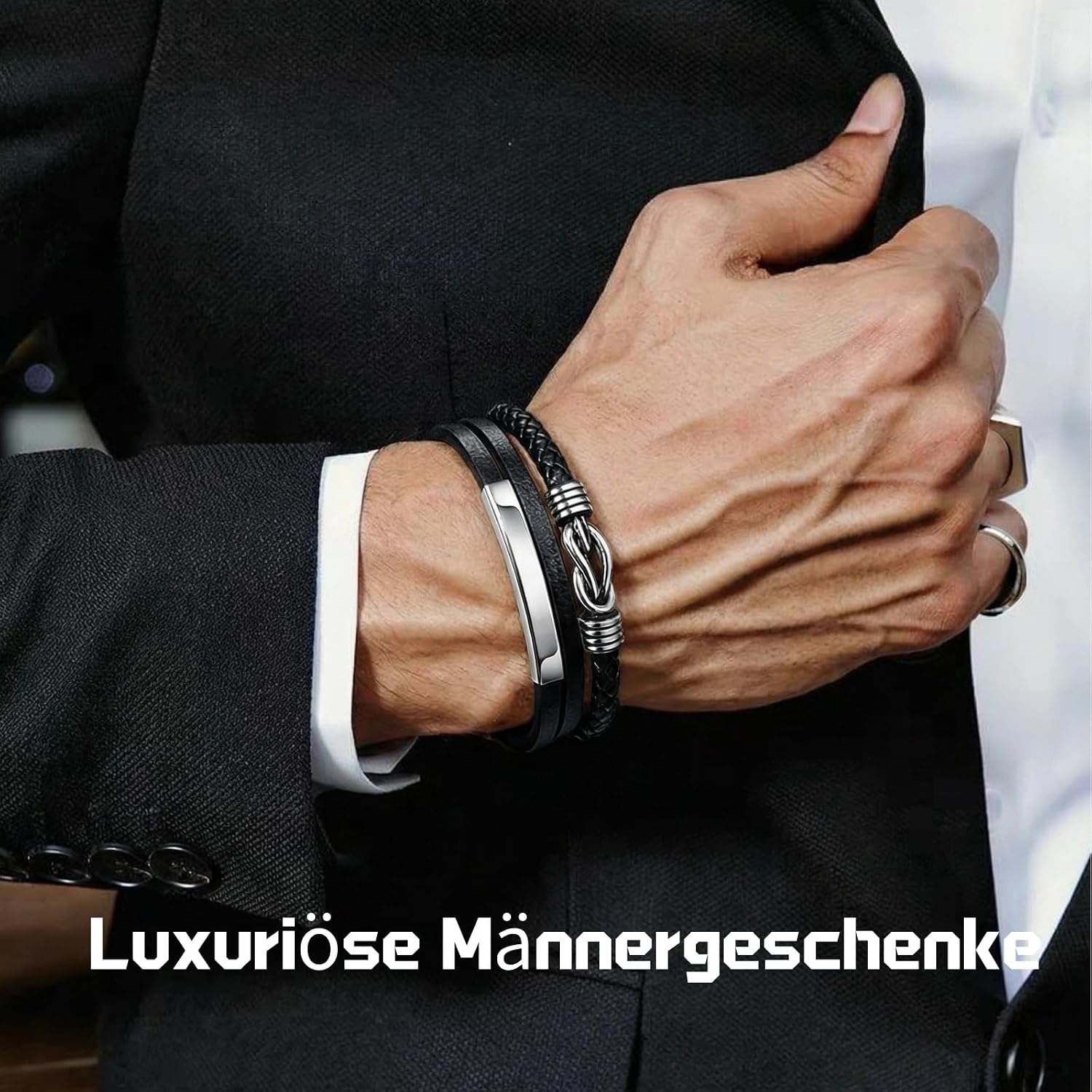 Thumbnail 1 de Gkmamrg Lederarmband schwarz Geflochten