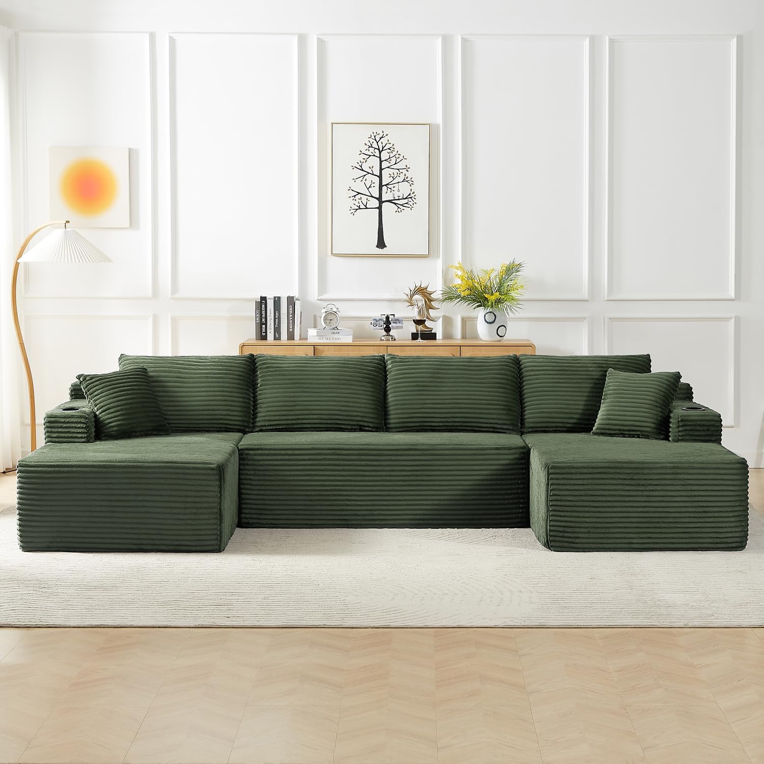 Detalle de Yomsum SF2650-Green134 134-Inch U-Shaped Modular Sectional Sofa