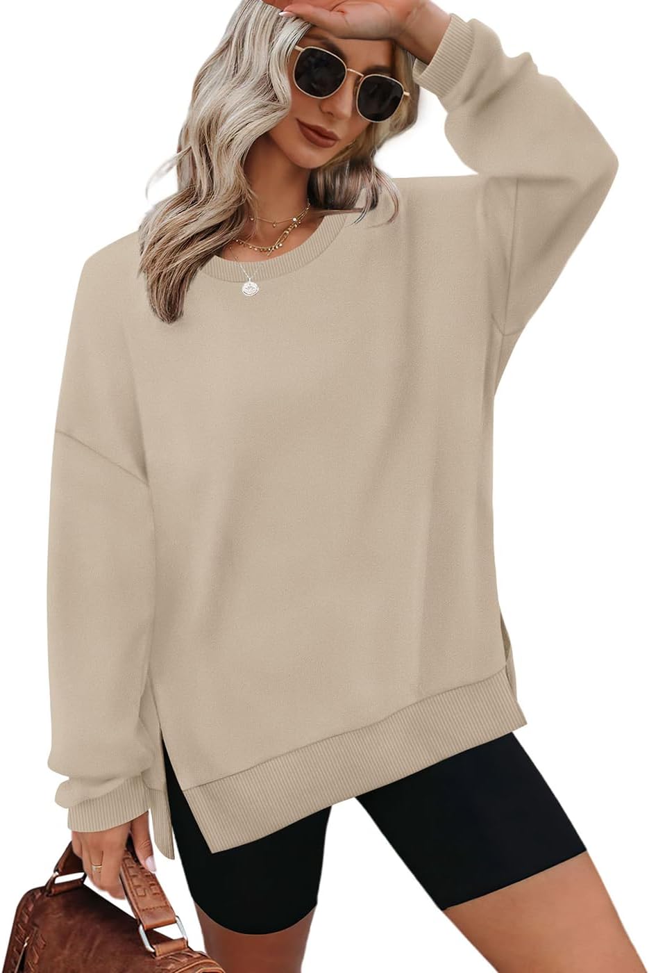 Detalle de XIEERDUO Oversized Sweatshirt, Polyester-Spandex Blend