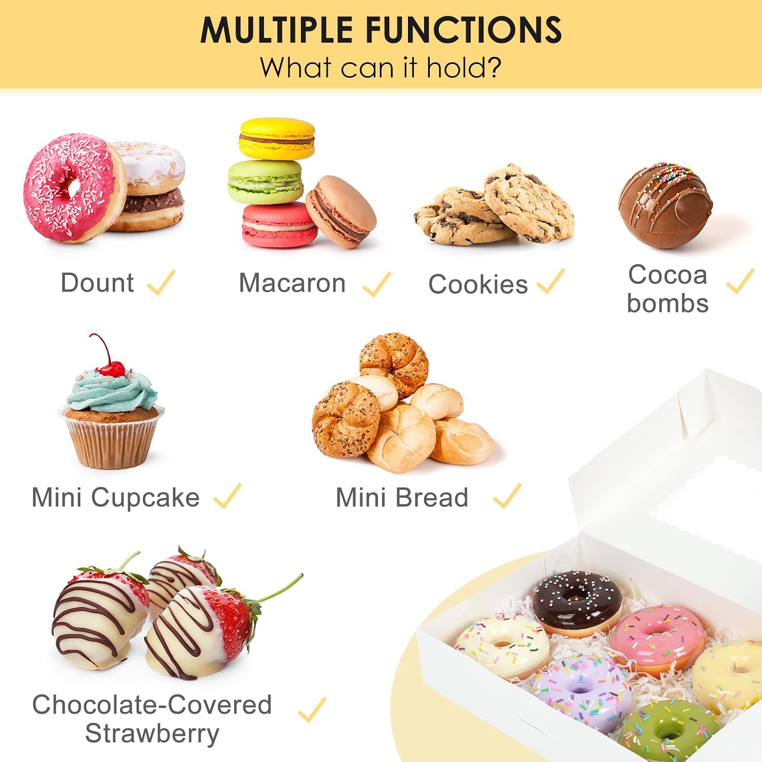 Thumbnail 4 de Moretoes 12x8x2.5-Inch Bakery Boxes, 48-Pack with Three Window Styles