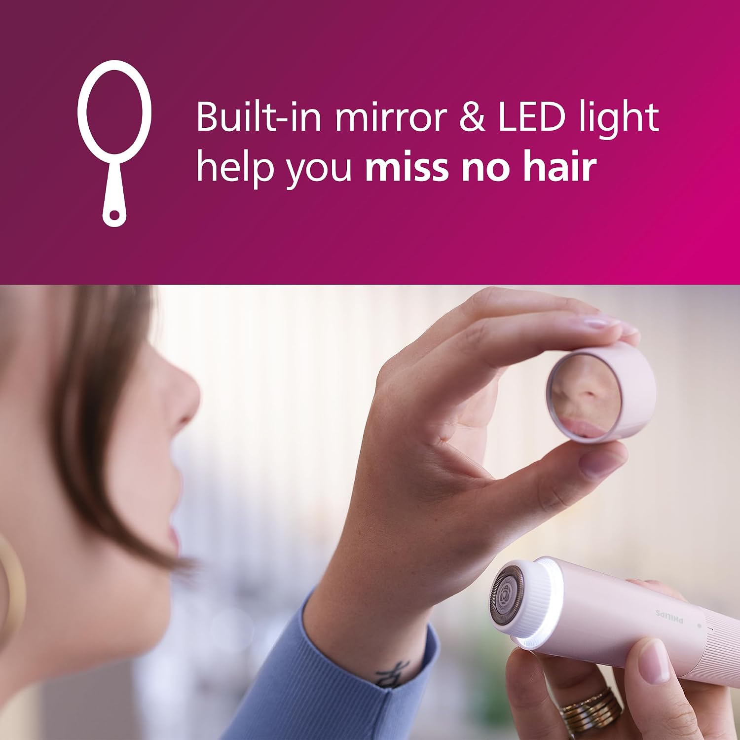 Detalle 2 de Philips Facial Hair Remover 5000 Series BRR454/00: Practical Grooming for Women