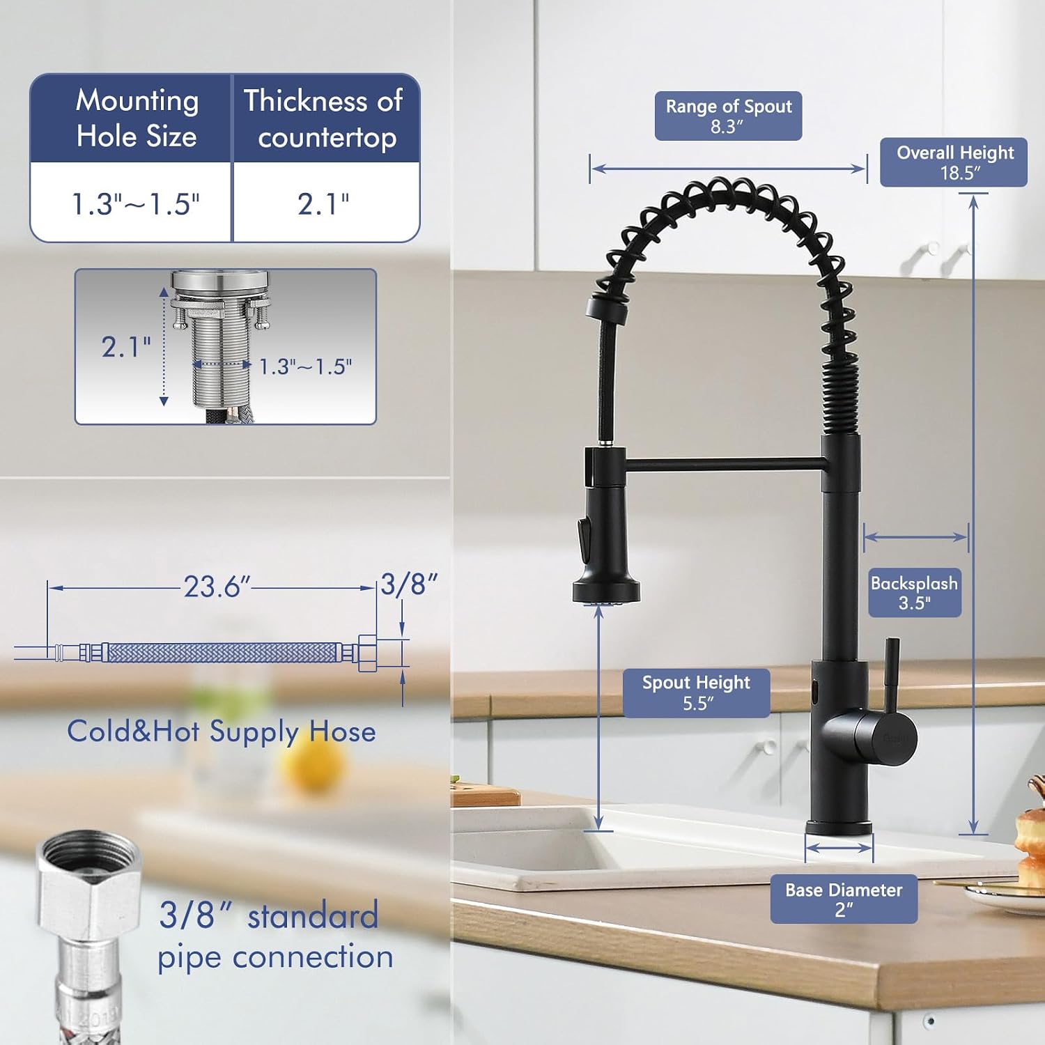 Detalle de GIMILI Touchless Kitchen Faucet, SUS 304 Stainless Steel