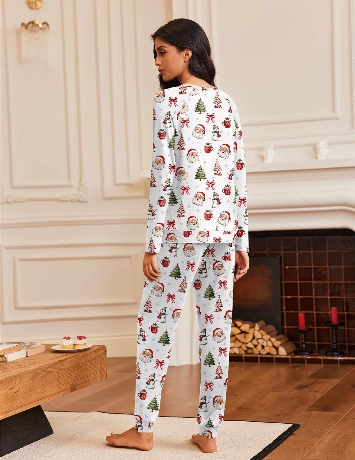 Detalle 1 de Ekouaer EKY008387 Women's Long-Sleeve Pajama Set with Jogger Pants and Pockets