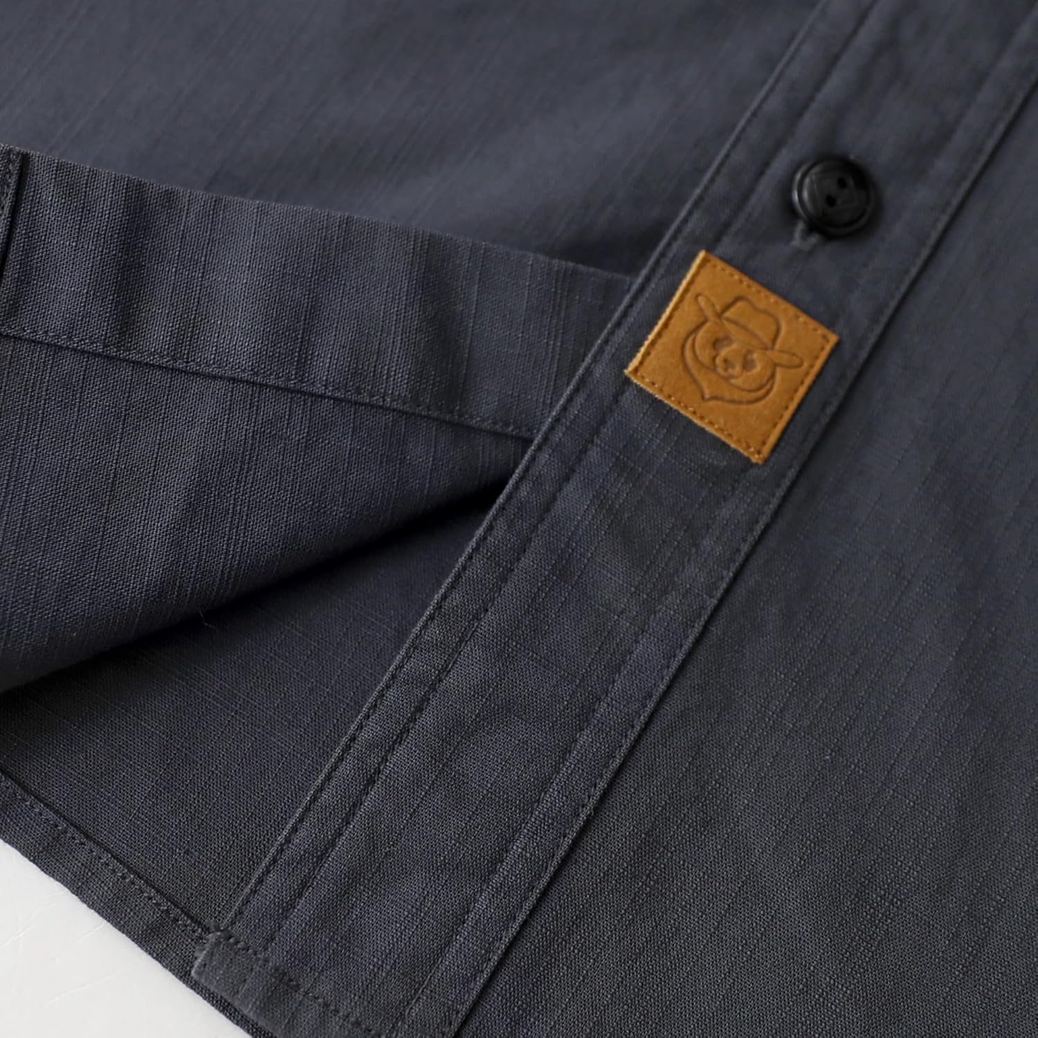 Detalle de Dubinik Camicia Uomo Chambray Lavoro Cotone Manica Lunga con Due Tasche