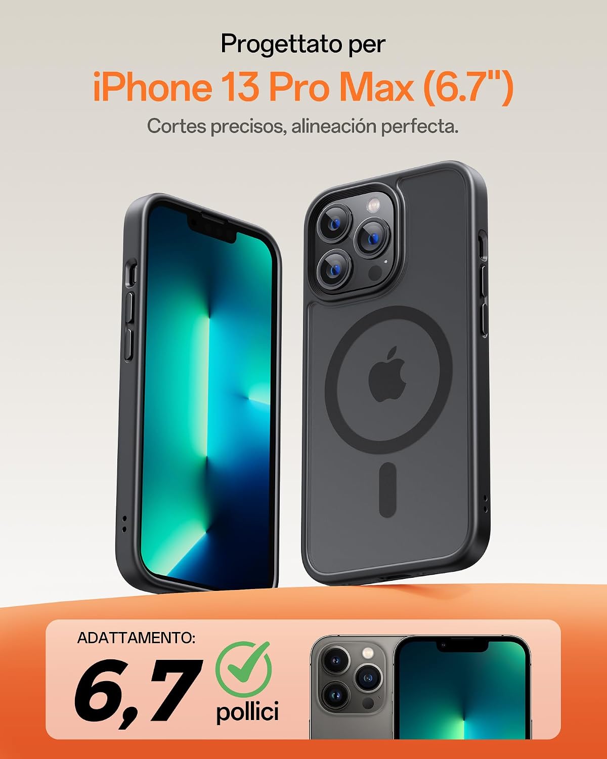 Detalle 2 de UNBREAKcable Custodia Magnetica per iPhone 13 Pro Max 6,7": protezione completa e magSafe integrato