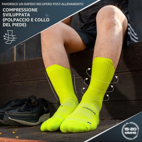 Detalle 2 de Rahhint Coolmax Compressione: Calzini Running Uomo 3Paia – Anti-Vesciche, Supporto Arco Plantare