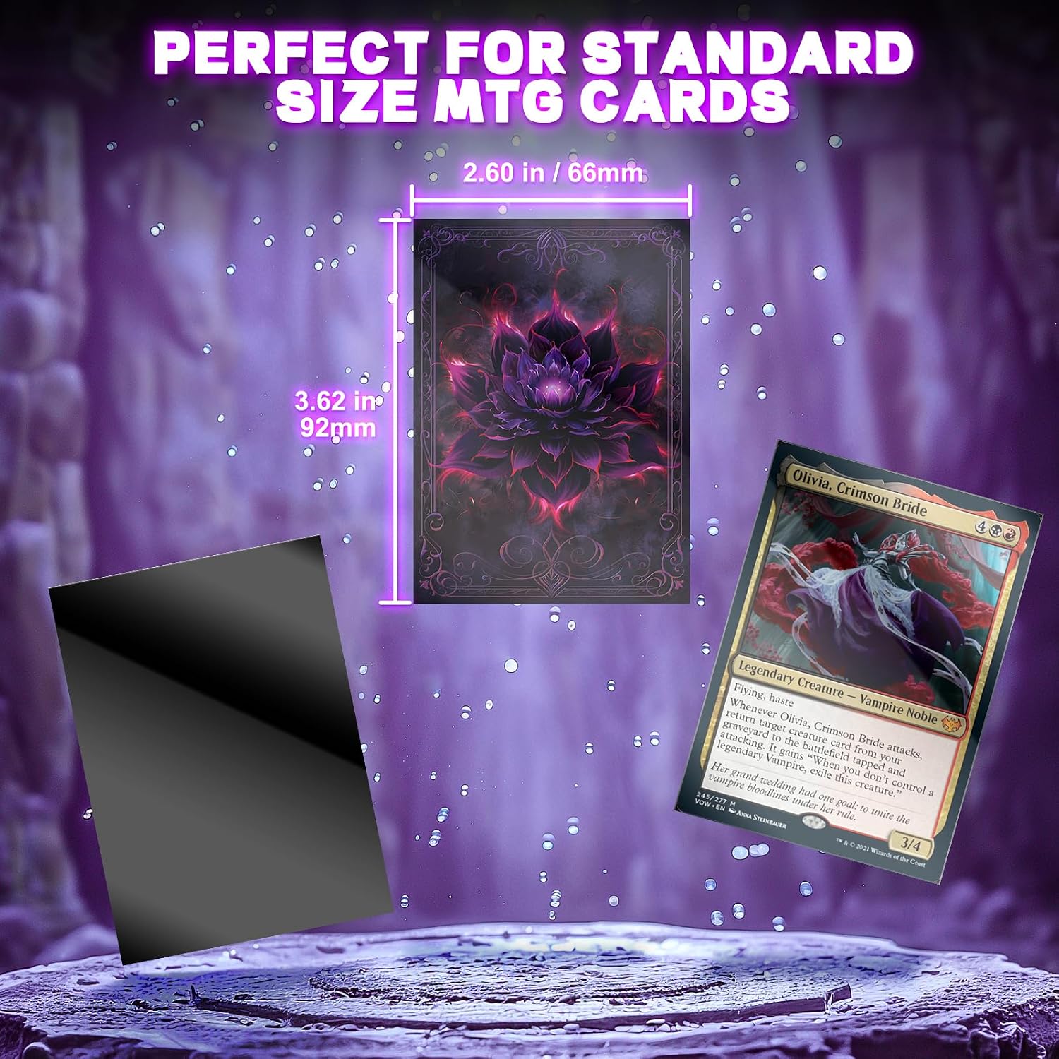 Detalle de Artimana MTGカードスリーブ クリムソンブラックロータス 100CT、マットバック・透明フロント、66x92mm