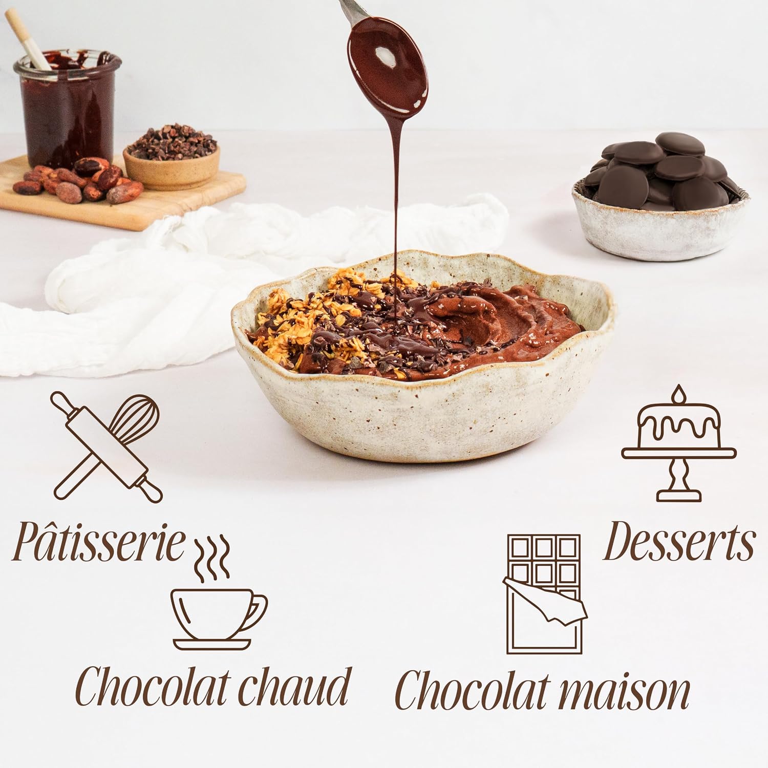 Detalle de Sevenhills Wholefoods Pâte De Cacao Bio 500 g – pâte de cacao pure et vegan, sans additifs