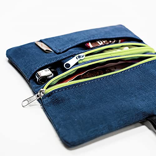 Detalle de Leia Design Porta Tabacco Cartine e Filtri - Astuccio Cucito a Mano, Blu-Verde