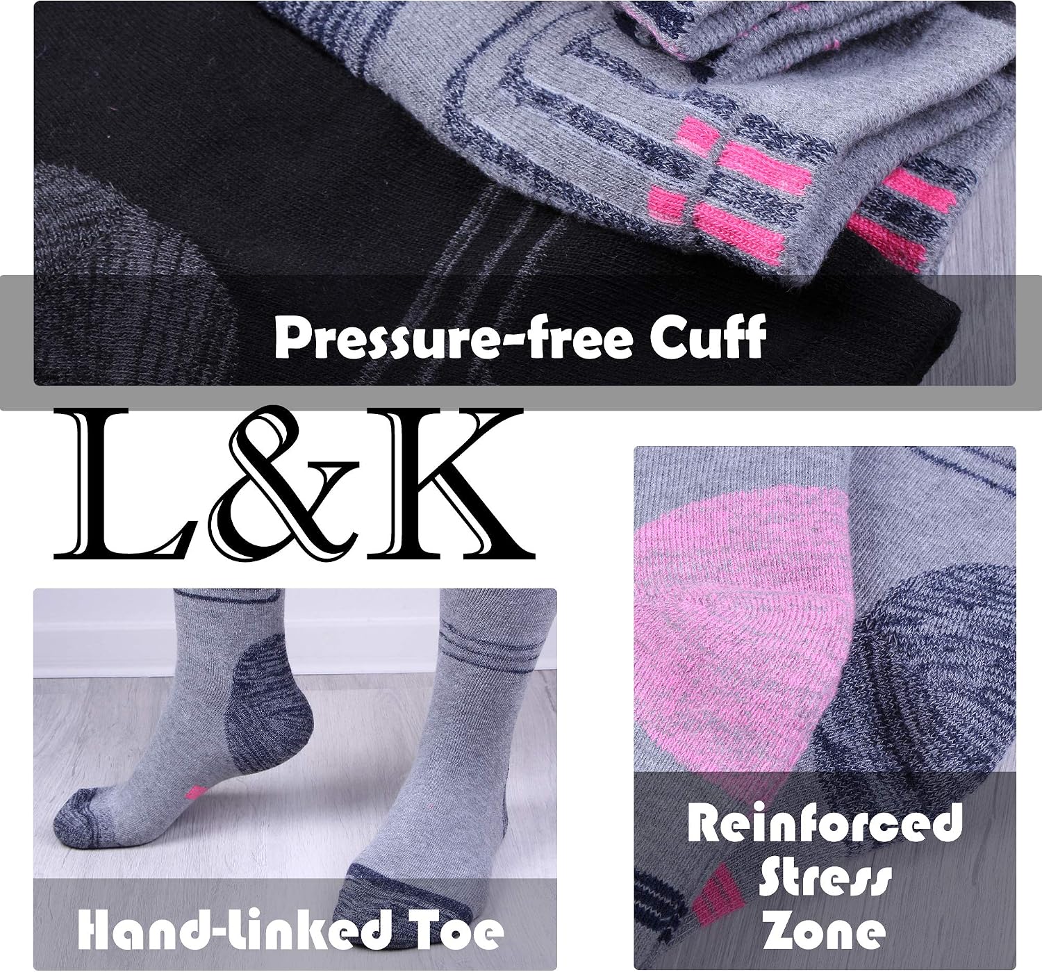 Thumbnail 3 de L&K 6 paia Calze termiche da Donna in Cotone/Wool multicolore – Comfortino unisex