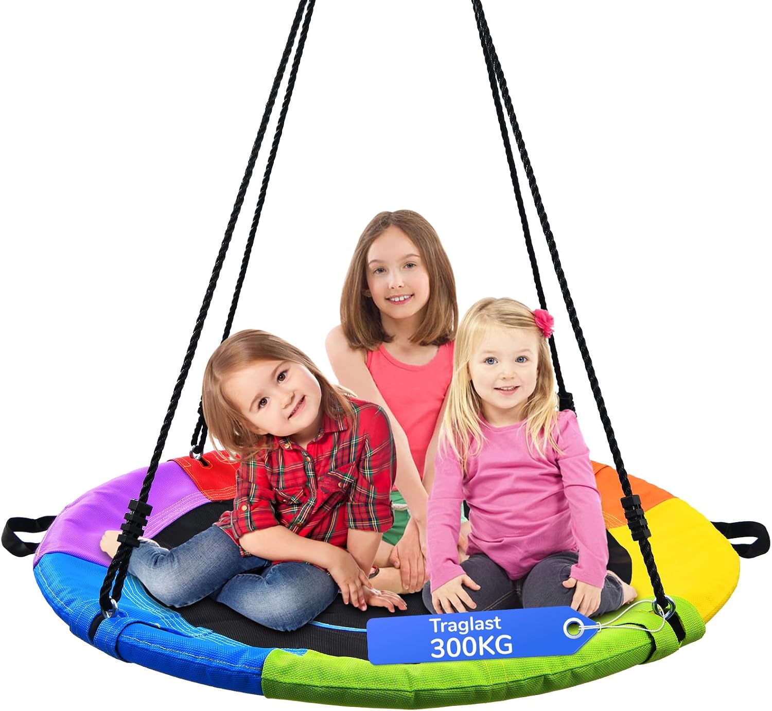 Detalle de Trekassy Nestschaukel Outdoor 300 kg XXL 100 cm Tellerschaukel – Stahlrahmen, 900D Textilene, wetterfest