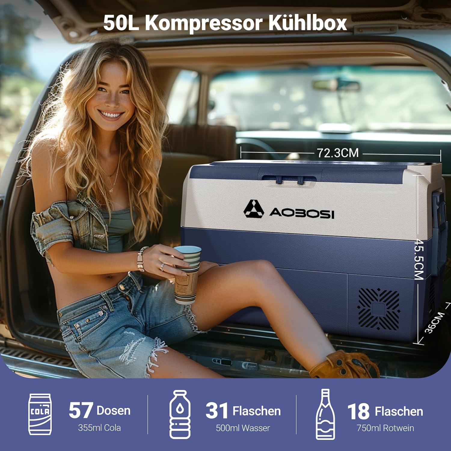 Thumbnail 1 de AAOBOSI Kompressor Kühlbox 50 L – Camping-Kühlbox