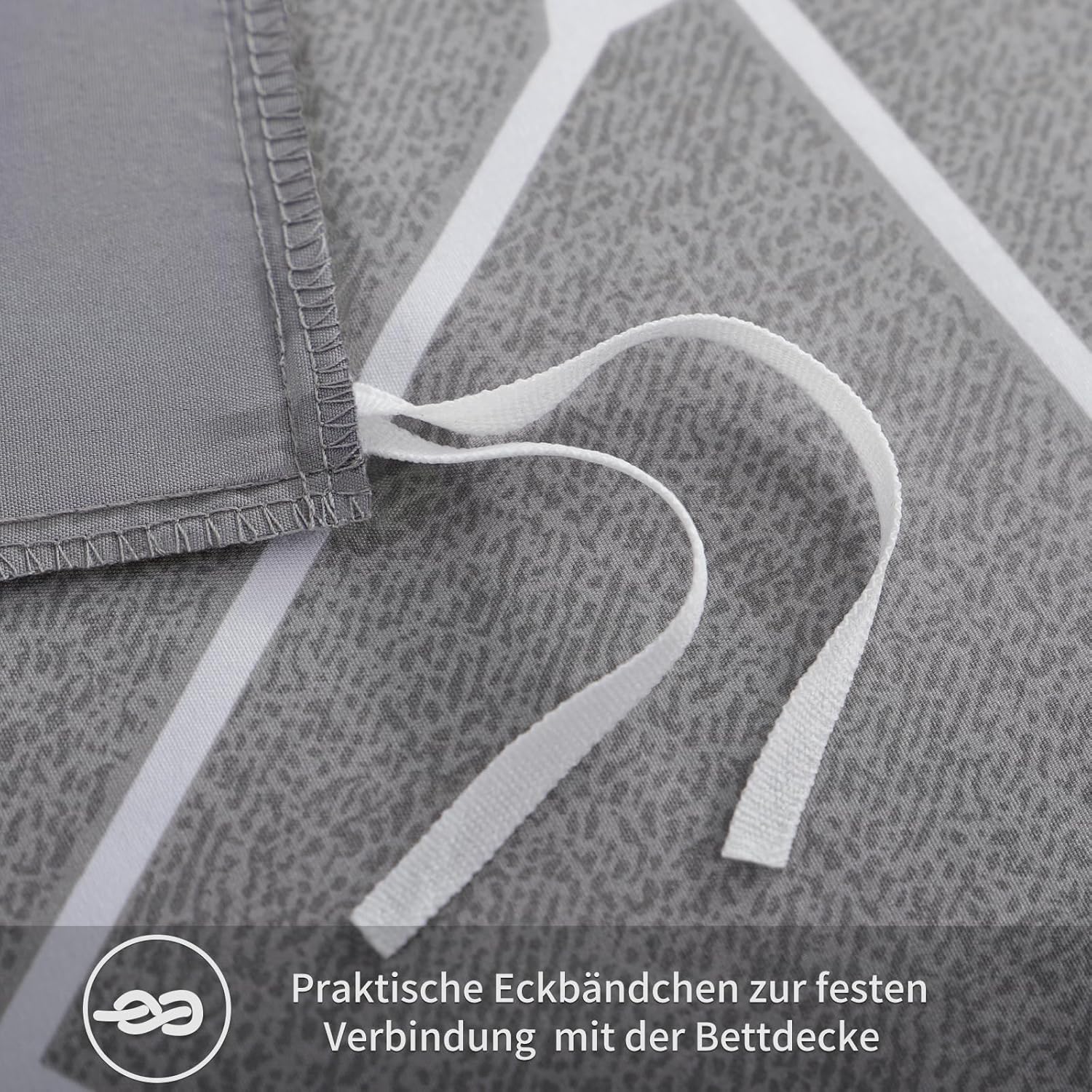 Thumbnail 4 de RUIKASI Bettwäsche 135x200 (4-teilig) Hellgrau – Microfaser-Set mit Reißverschluss