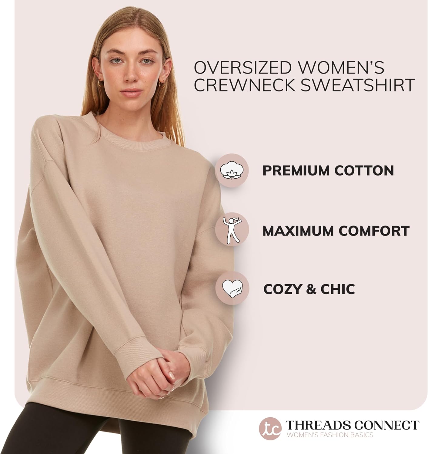 Thumbnail 2 de Oversized Sweatshirt for Women – Crewneck Fleece Pullover (Plus Size Included)