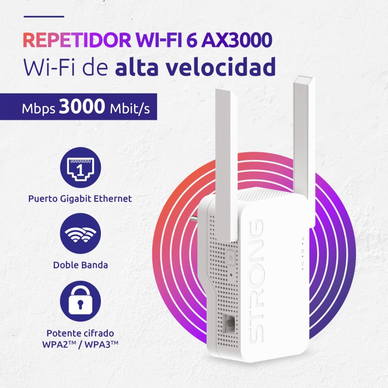 Detalle de Strong WI-FI 6 REPEATER AX3000 - Repetidor WiFi 3000Mbps 🚀
