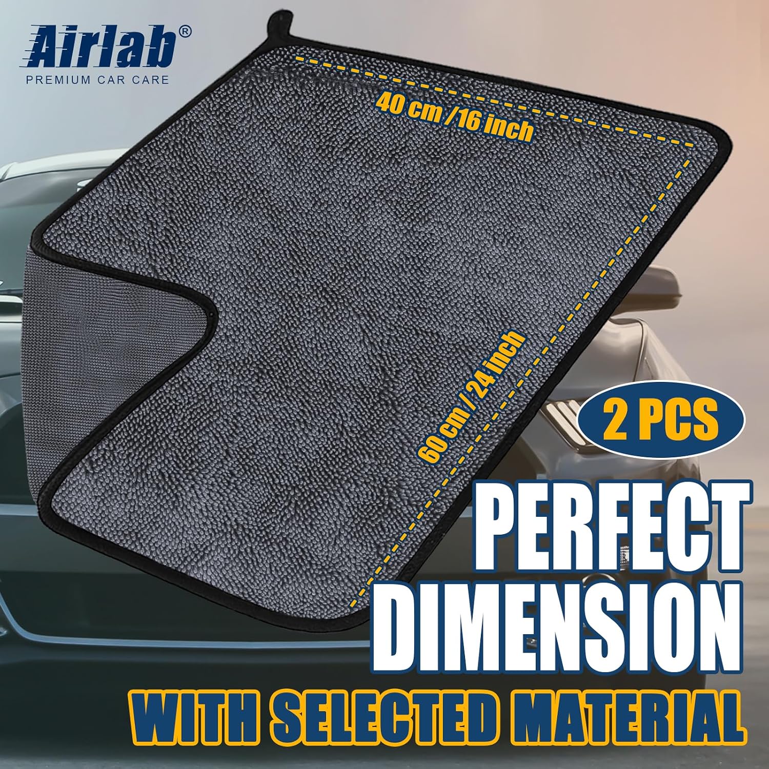Detalle de Airlab 2X Mikrofasertücher Auto Trockentuch (60 x 40 cm) – fusselfrei & kratzarm