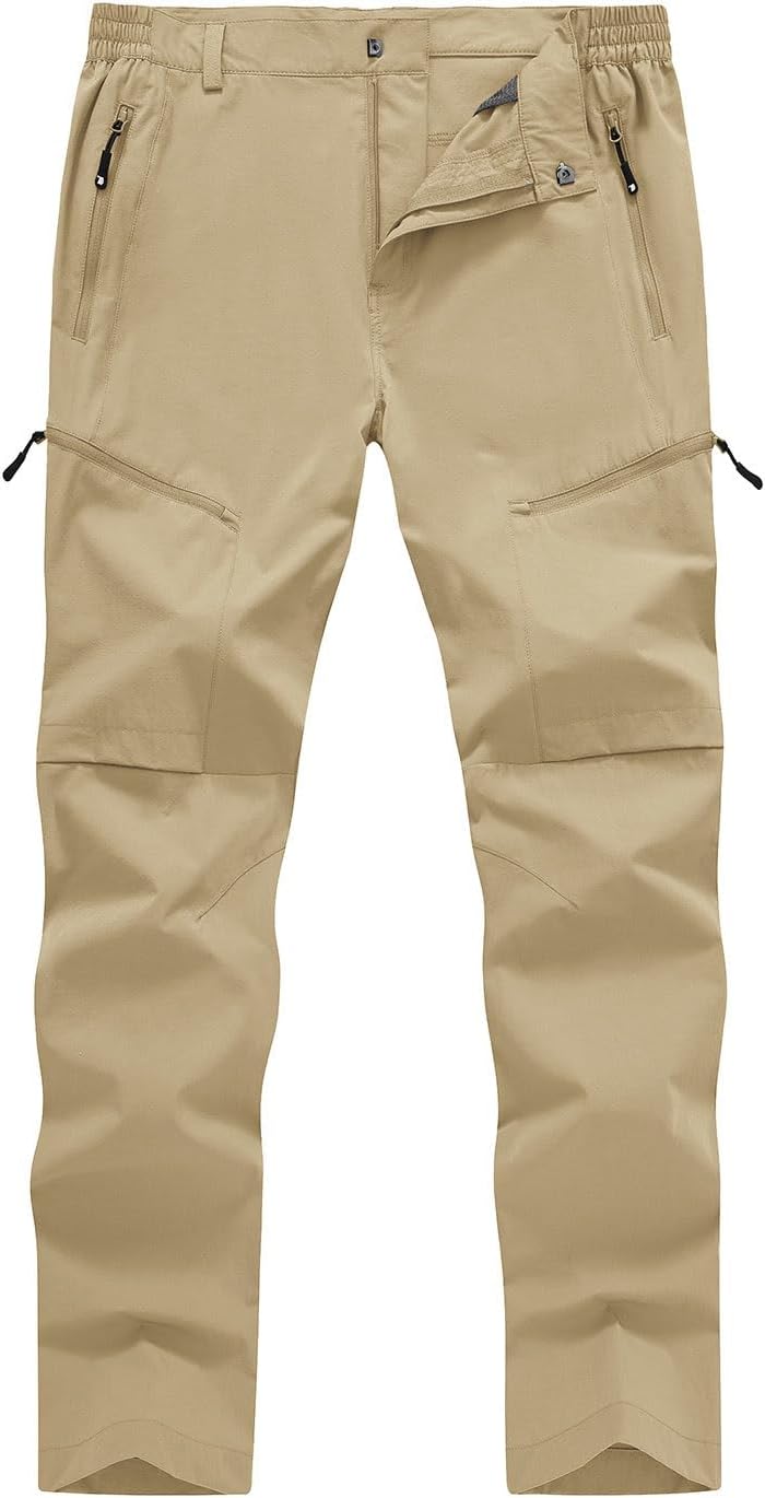Detalle de YSENTO Men's Cargo Hiking Pants, Lightweight Stretch, 5 Zipper Pockets