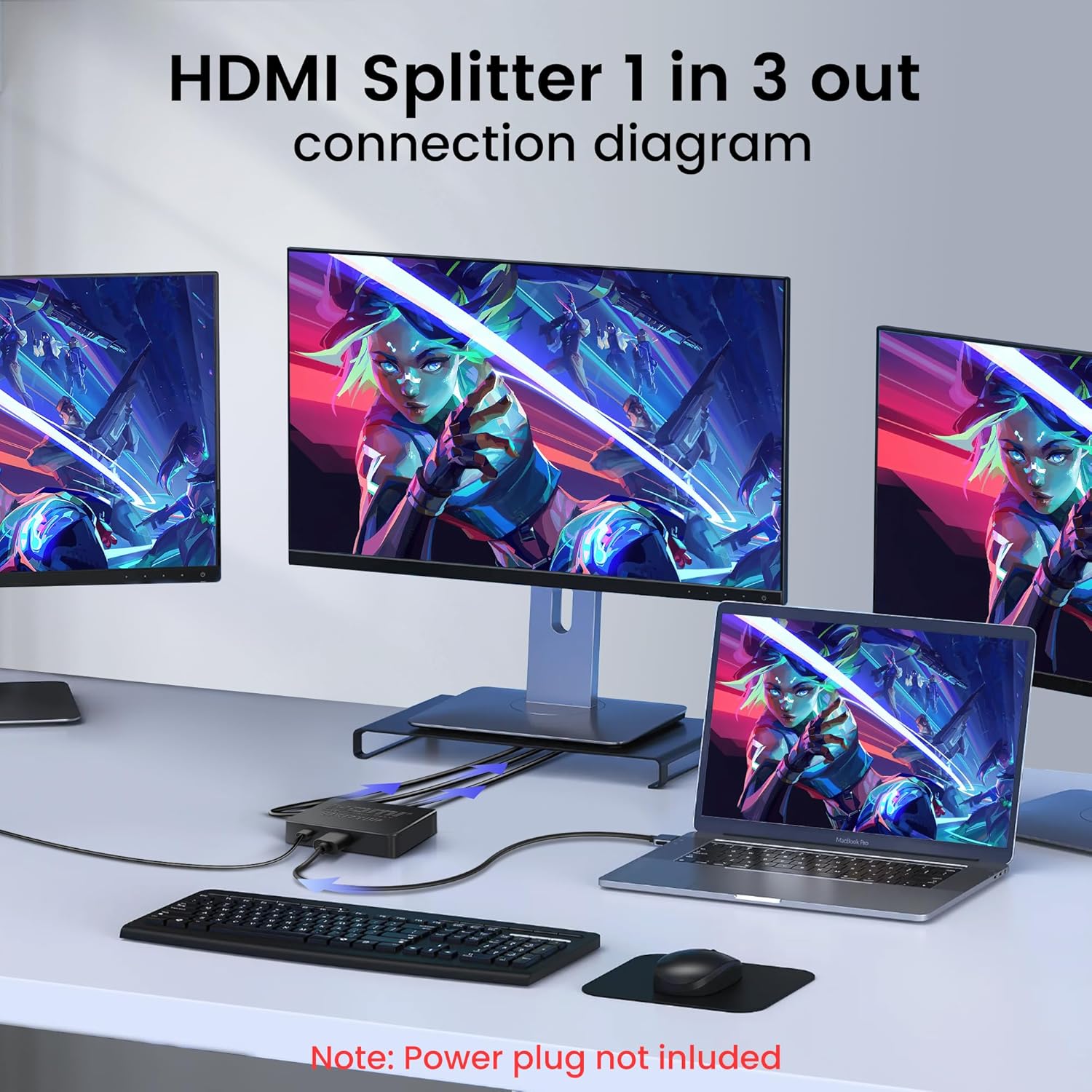 Thumbnail 2 de Avedio Links HDMI Splitter 1 auf 3 (Mirror Only) mit 3,9 ft HDMI-Kabel – 4K/30Hz, 1 Eingang auf 3 Ausgänge