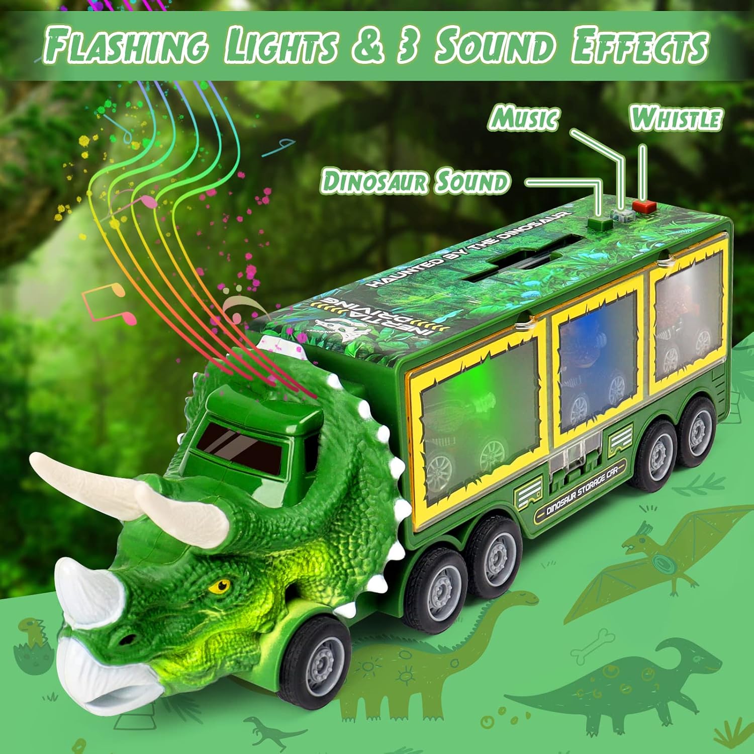 Detalle 2 de Aoskie Camion de transporteur dinosaure 23 pièces