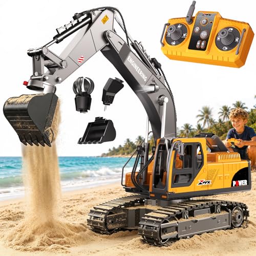 Detalle de GraceDuck Excavadora RC 3 en 1: juguete de playa y construcción con control 2.4 GHz