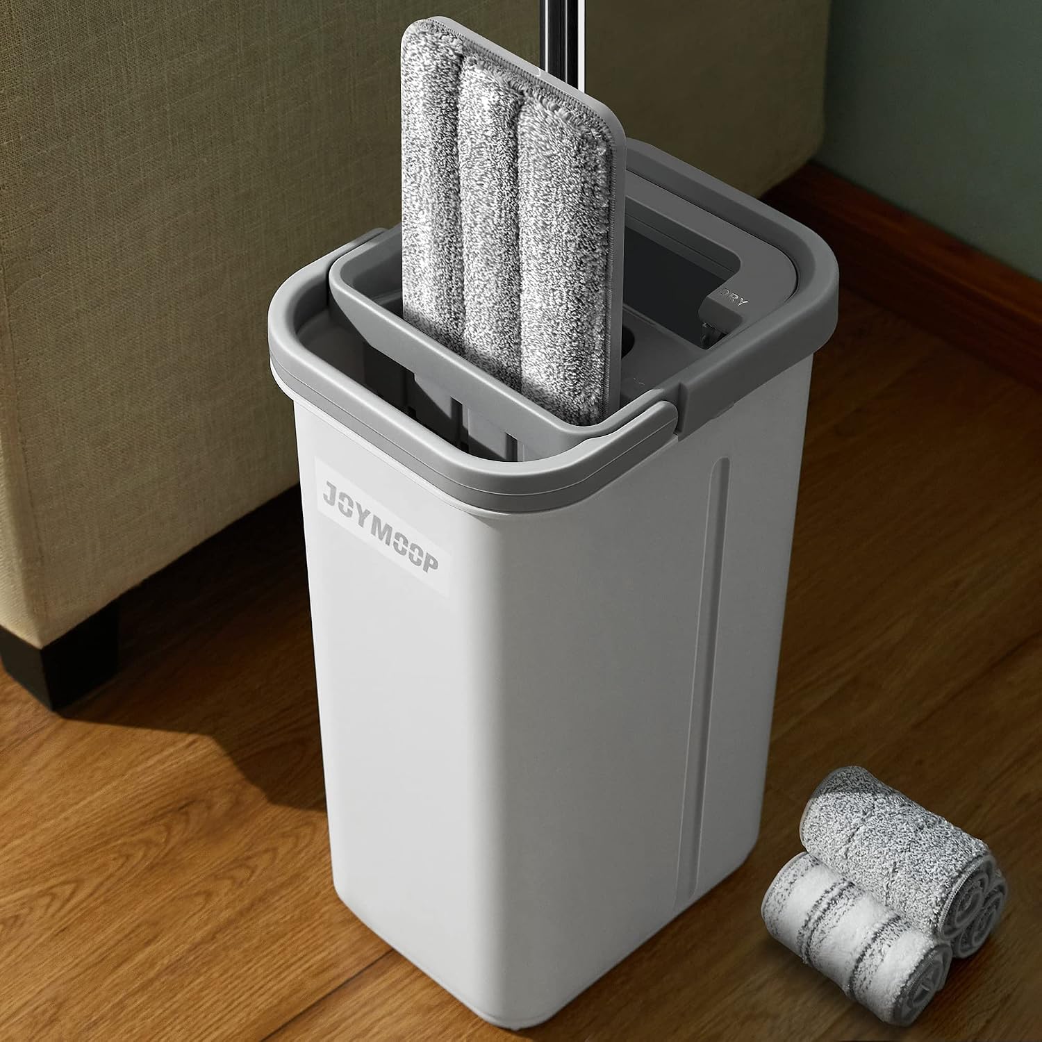 Detalle de JOYMOOP 13-D-01-JM Flat Mop and Bucket Set with Washable Microfibre Pads