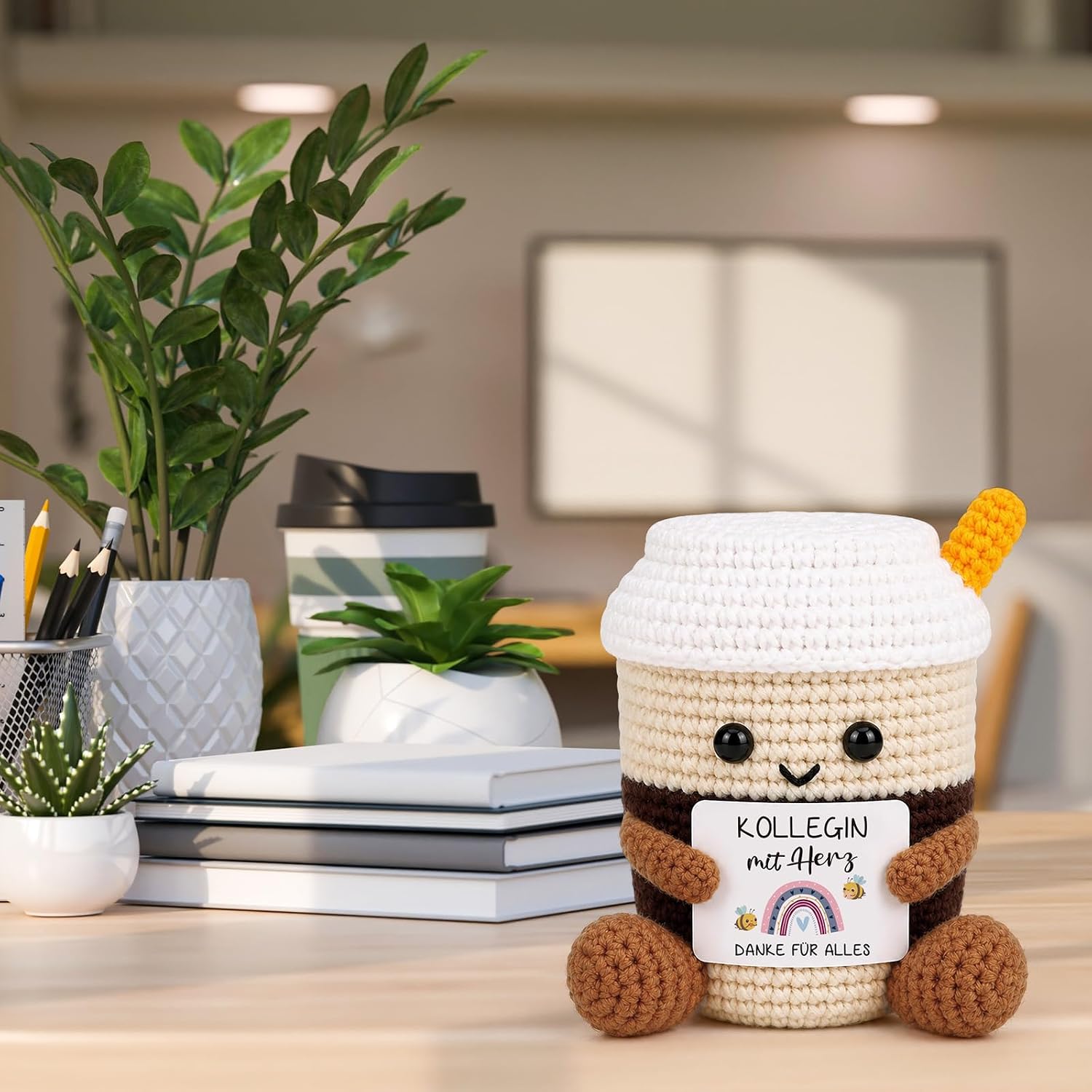 Detalle de WenmthG Pocket Hug Kaffee – Gestrickte Kaffeetassen als herzliche Geschenkidee