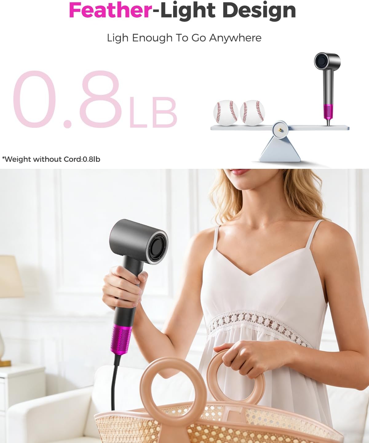 Detalle de High-Speed Hair Dryer with Diffuser, 160,000 RPM